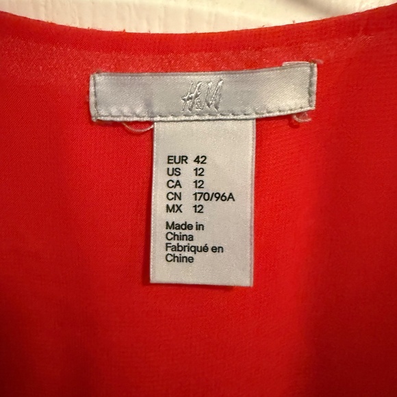 H&M Chiffon Ruffle Dress in Orange-Red - Picture 2 of 4